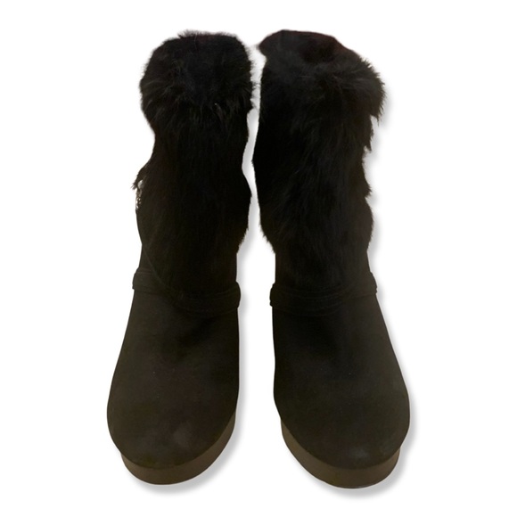 COACH black suede and fur booties with platform heel- Size 8 - Picture 6 of 10